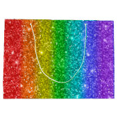 Modern Rainbow Glitter Happy Birthday Groot Cadeauzakje (Achterkant)