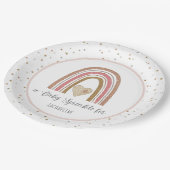 Modern Rainbow Glitter Roze Gouden Baby Sprinkle Papieren Bordje (Gekanteld)