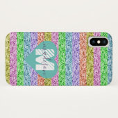Modern Rainbow Glitter Script Naam Monogram Case-Mate iPhone Case (Achterkant (horizontaal))