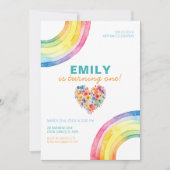 Modern Rainbow Heart Bloemen Meisje Verjaardag Uit Kaart (Voorkant)