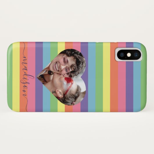 Modern Rainbow Heart Fotogramnaam Case-Mate iPhone Case (Achterkant (horizontaal))