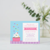 Modern Rainbow Hearts Cupcake Baby Sprinkle Shower Kaart (Staand voorkant)