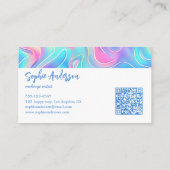 Modern Rainbow Holographic Makeup Artist & Qr Code Visitekaartje (Achterkant)