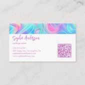 Modern Rainbow Holographic Makeup Artist & Qr Code Visitekaartje (Achterkant)