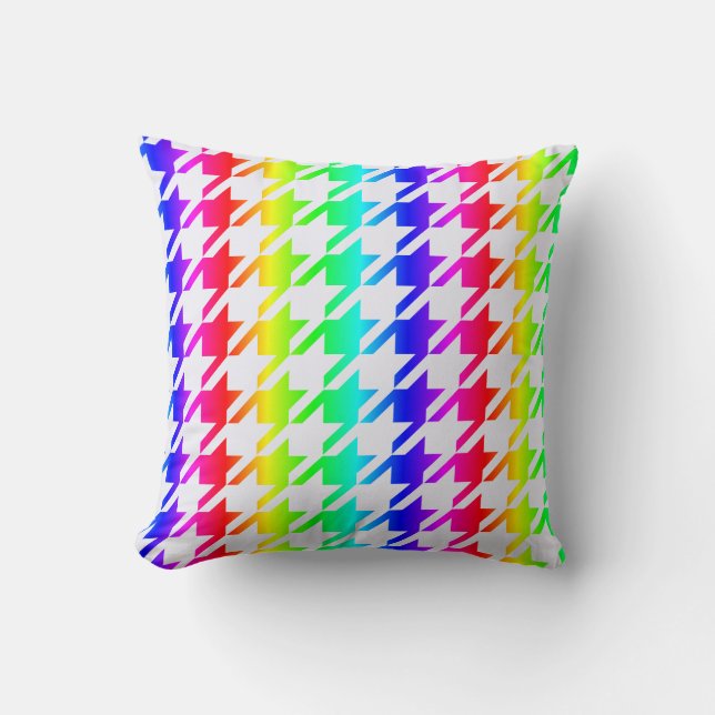 Modern Rainbow Houndstooth Pattern Kussen (Voorkant)