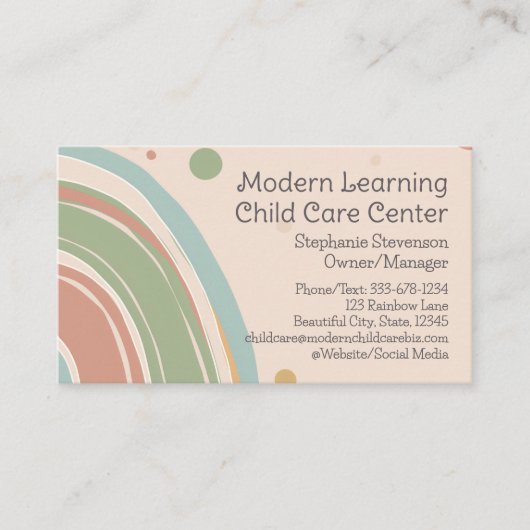 Modern Rainbow Kinderopvang Kinder Onderwijs Visitekaartje (Voorkant)