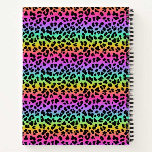 Modern Rainbow Leopard Skin Pattern Monogram Notitieboek (Achterkant)