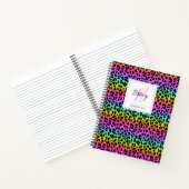 Modern Rainbow Leopard Skin Pattern Monogram Notitieboek (Binnen)