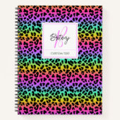 Modern Rainbow Leopard Skin Pattern Monogram Notitieboek (Voorkant)