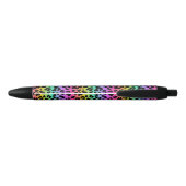 Modern Rainbow Leopard Skin Pattern Monogram Zwarte Inkt Pen (Achterkant)