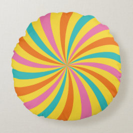 Modern Rainbow Lollipop Swirl Rond Kussen