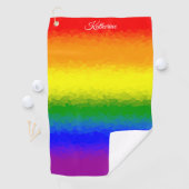 Modern Rainbow Mosaic Script Name Golfhanddoek (Insitu)