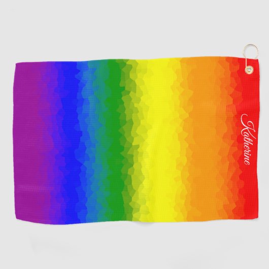 Modern Rainbow Mosaic Script Name  Golfhanddoek (Horizontaal)