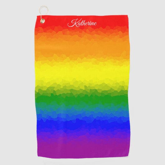 Modern Rainbow Mosaic Script Name  Golfhanddoek (Voorkant)