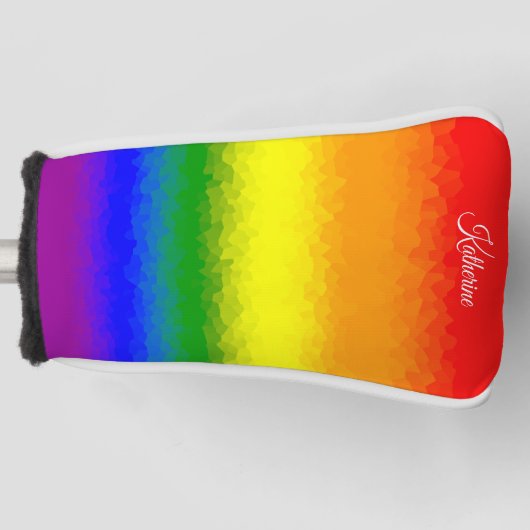Modern Rainbow Mosaic Script Name Golfheadcover (Voorkant)