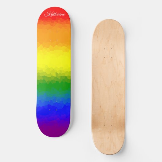 Modern Rainbow Mosaic Script Name Persoonlijk Skateboard (Voorkant)