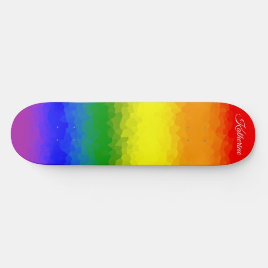 Modern Rainbow Mosaic Script Name Persoonlijk Skateboard (Horizontaal)
