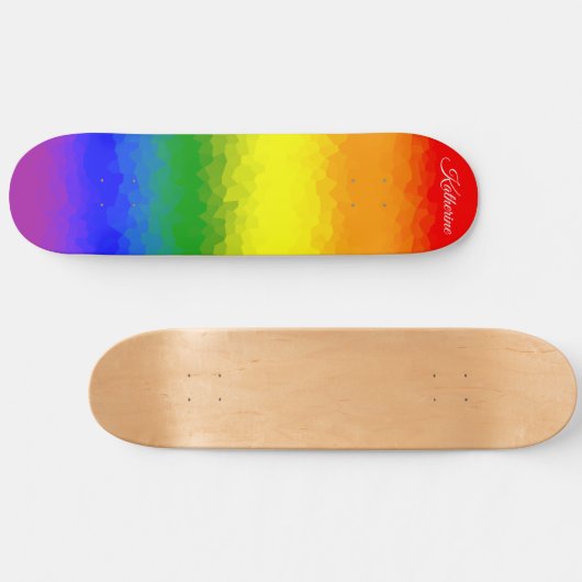 Modern Rainbow Mosaic Script Name Persoonlijk Skateboard (Horizontaal)