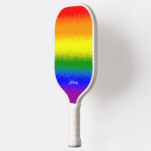 Modern Rainbow Mosaic Script Name Pickleball Paddle (Links)