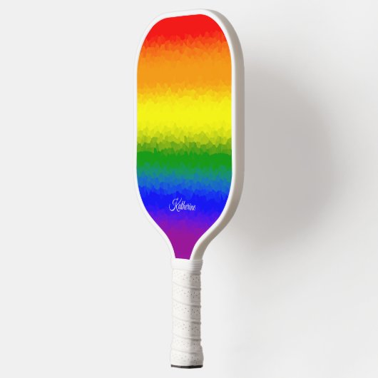Modern Rainbow Mosaic Script Name Pickleball Paddle (Links)