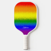Modern Rainbow Mosaic Script Name Pickleball Paddle (Voorkant)