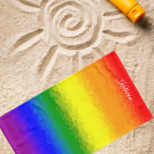 Modern Rainbow Mosaic Script Name Sports  Handdoek