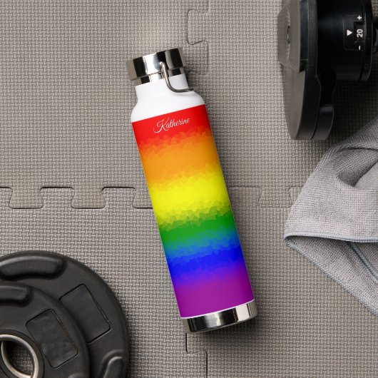 Modern Rainbow Mosaic Script Name Waterfles (Sportschool (Gedraaid) )