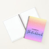 Modern Rainbow Ombre Glitter Name Sketchbook Notitieboek (Binnen)