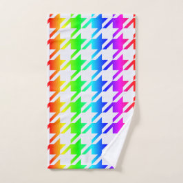 Modern Rainbow Ombre Houndstooth Pattern Handdoek