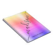 Modern Rainbow Ombre Metal Monogram Script Notitieboek (Rechterzijde)