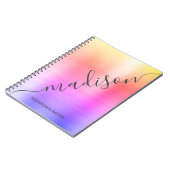 Modern Rainbow Ombre Metal Monogram Script Notitieboek (Linkerzijde)