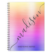 Modern Rainbow Ombre Metal Monogram Script Notitieboek (Voorkant)