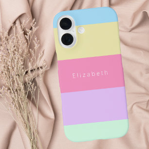 Modern Rainbow Pastel Colorblock Stripe iPhone 16 Hoesje