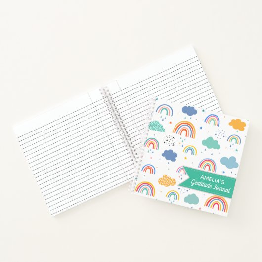 Modern Rainbow Pattern Gepersonaliseerde Dankbaarh Notitieboek (Binnen)