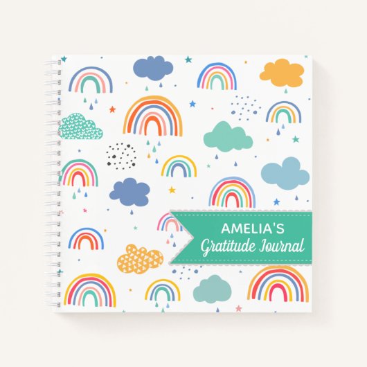 Modern Rainbow Pattern Gepersonaliseerde Dankbaarh Notitieboek (Voorkant)