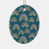 Modern Rainbow Pattern-ontwerp in Blue Holiday Keramisch Ornament (Rechts)