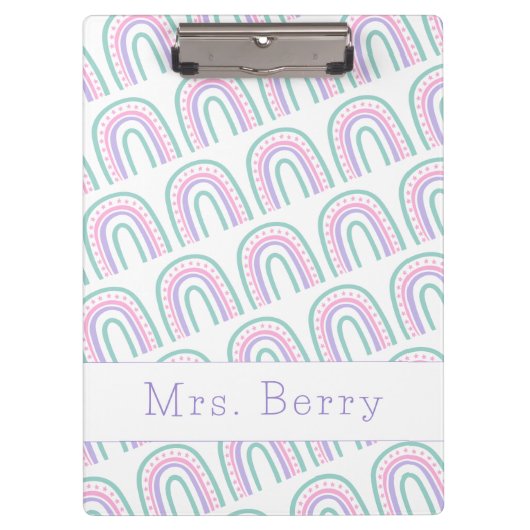Modern Rainbow Personalized Teacher Clipboard Klembord (Voorkant)