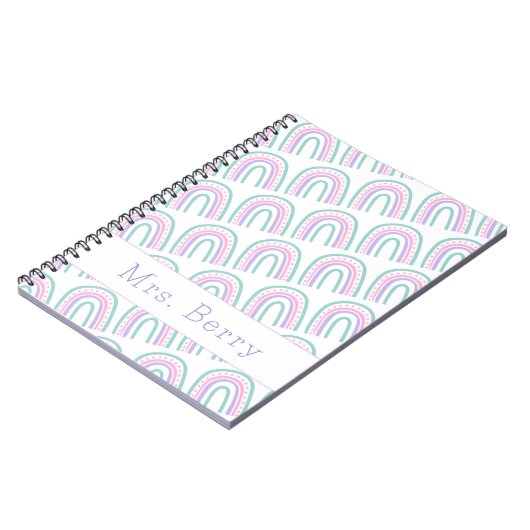 Modern Rainbow Personalized Teacher Notitieboek (Linkerzijde)