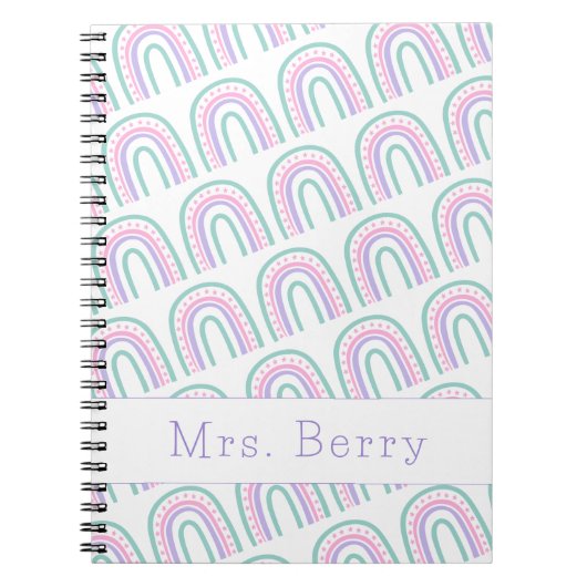 Modern Rainbow Personalized Teacher Notitieboek (Voorkant)