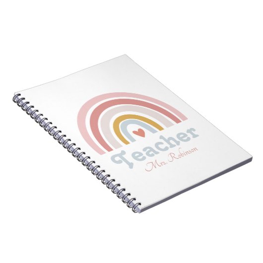 Modern Rainbow Personalized Teacher Notitieboek (Rechterzijde)