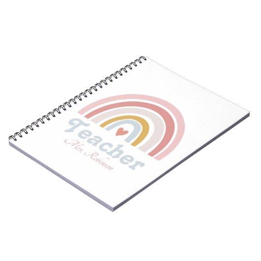 Modern Rainbow Personalized Teacher Notitieboek (Linkerzijde)