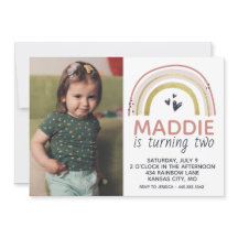 Modern Rainbow Photo Birthday Invitation