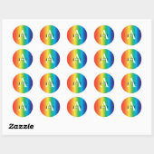 Modern Rainbow Pride Monogram Naam + Initiaal Ronde Sticker (Vel)