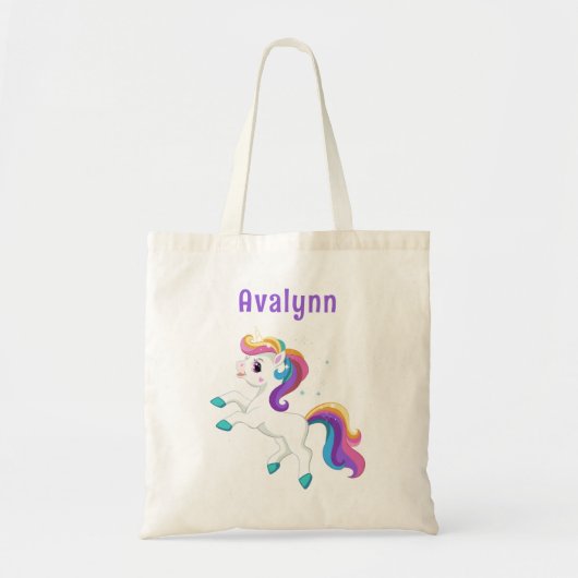 Modern Rainbow Schattige Eenhoorn Meisjes Kinder Tote Bag (Voorkant)