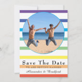 Modern Rainbow Stripe Gay Wedding Save the Date Aankondiging (Voorkant)