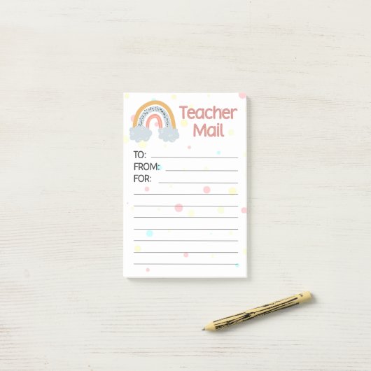 Modern Rainbow Teacher Mail Post-it® Notes (Op bureau)