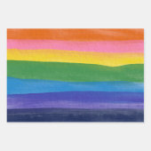 Modern Rainbow Watercolor Stripes Bright Cheerful Inpakpapier Vel (Voorkant)