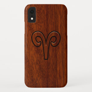 Modern Ram sterrenbeeld symbool in mahoniehouten p Case-Mate iPhone Case