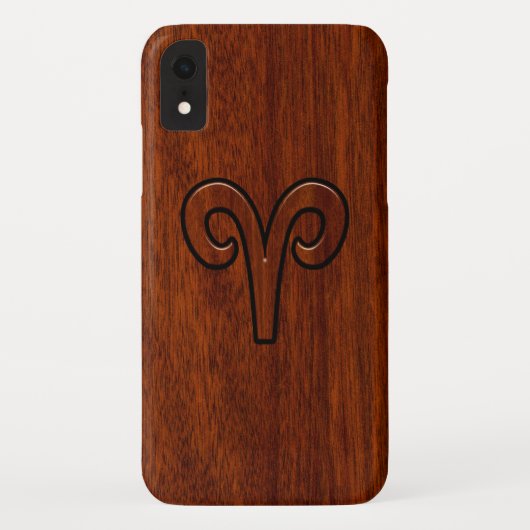 Modern Ram sterrenbeeld symbool in mahoniehouten p Case-Mate iPhone Case (Achterkant)