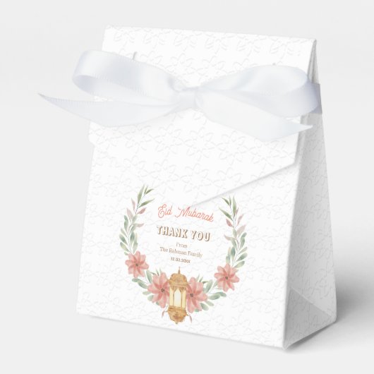 Modern Ramadan | Eid Mubarak Floral Wreath Lamp  Bedankdoosjes (Voorkant Zijde)